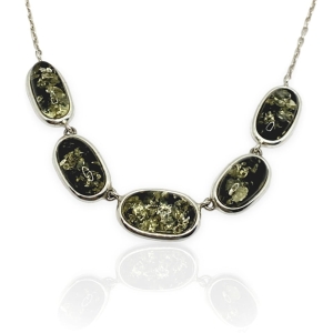 Srebrna kolia z bursztynem próba 925