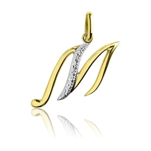 Złoty literka M pisana próba 585  