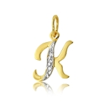 Złoty literka K z cyrkoniami próba 585 