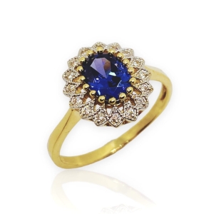 Złoty pierścionek z cyrkoniami próba 585    