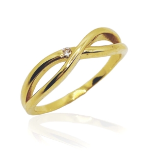 Złoty pierścionek infinity próba 585  