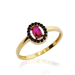 Złoty pierścionek z cyrkoniami 585 