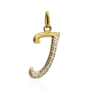 Złoty literka J pisana próba 585   