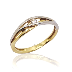 Złoty pierścionek z cyrkonią próba 585