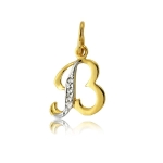 Złoty literka B z cyrkoniami próba 585