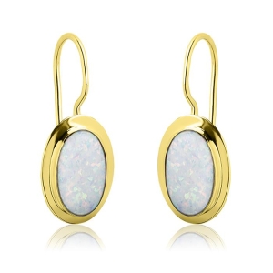 Złote kolczyki z opalem próba 585 