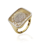 Złoty pierścionek  sygnet z cyrkoniami próba 585 