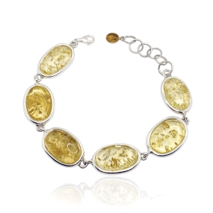 Srebrna bransoletka z bursztynem naturalnym 