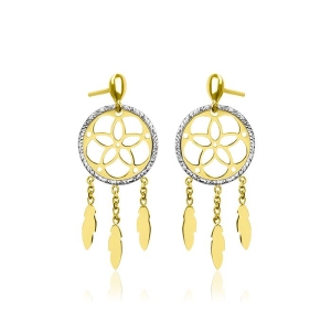 Złote kolczyki łapacze snów próba 585 