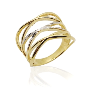 Złoty pierścionek przeplatany próba 585  