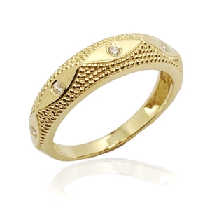 Złoty pierścionek z cyrkoniami próba 585  